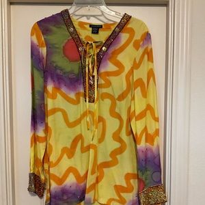 NWOT Boston Proper Colorful Beaded Tunic - Medium